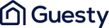 Guesty logo featuring a stylized house icon next to the brand name in bold, modern typography.