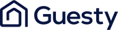 Guesty logo featuring a stylized house icon next to the brand name in bold, modern typography.